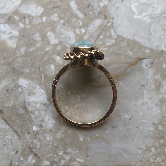 Jade Oval Yellow Gold Victorian Vintage Ring - Picture 10 of 11